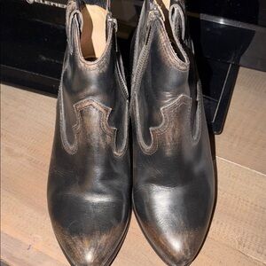 Frye Black and Brown Ankle Boots